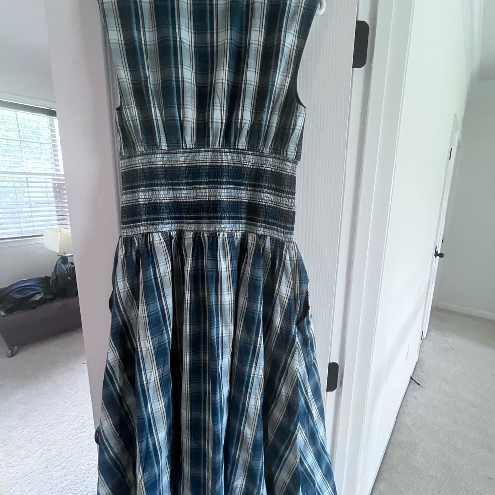 NWT - Anthropologie Blue / Green Plaid Dress, Size Medium - Picture 4 of 7